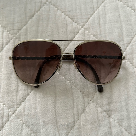 CHANEL Accessories Chanel Gold Tone Brown Gradient 494q Leather